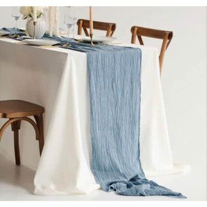 Wedding Dining Tablecloth Cheesecloth Table Runner 25" x 16ft - Dusty Blue ~ New